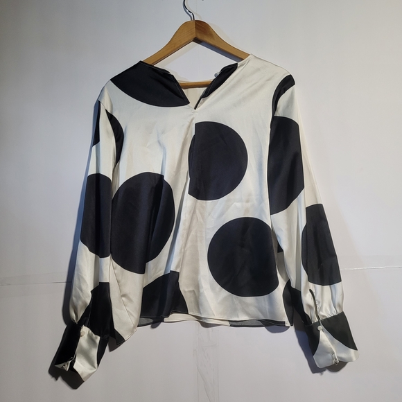 Worthington Black and White Polka Dot Blouse - Picture 2 of 4